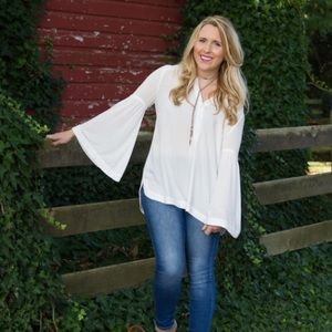 Free people Henley button, bell sleeve top